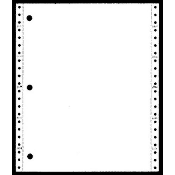 9-1/2 x 11" Continuous Paper 20# White, 1 Part, Side Perfs, 3 holes left