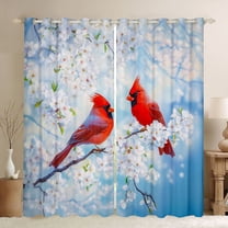 Manfei Wild Cardinal Blackout Curtains Set of 2 (52x84 Each),Spring Cherry Blossom Window Curtains,White Sakura Curtains and Drapes For Girl,Ultra Soft Home Decor