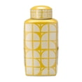 thumbnail image 5 of Square Ceramic Jar with Lid for Home and Living Room Decor - Decorative Flower Vase for Bedroom, Office, and Dining Room - Accent Jar for House and Tabletop Styling - 18", Yellow & Ivory, 5 of 10