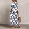 thumbnail image 6 of QUNYINEY Fall Dresses for Women Plus Size Button Down Hawaiian 3/4 Sleeve Long Shirt Dress Casual with Pockets Loose Fit Collared A Line Dresses, 6 of 7