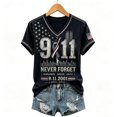 thumbnail image 6 of AHMOMEI 911 25th Anniversary Tshirt Women We Will Never Forget 911 Tshirt American Flag Courage Hope Memorial Women's Short Sleeve Tops 6XL, 6 of 6