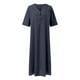 thumbnail image 4 of Vestido largo holgado de talla grande, manga corta, cuello en V, color liso, mezcla de lino, ligero y transpirable para llevar todo el día., 4 of 7