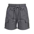thumbnail image 6 of Spazoro Kids Girls Cargo Shorts with Multi-Pockets, Breathable Solid Color Casual Elastic Drawstring Waist Summer Shorts for Dailywear Dark Gray Size 5-6 T, 6 of 8