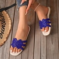 thumbnail image 6 of HomeDM Women's Flat Sandals Sparkly Rhinestone Dressy Square Open Toe Comfortable Slide Sandals Summer Slip On Beach Sandals, Blue Size 6.5, 6 of 7