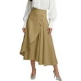thumbnail image 2 of Vmvidoty Cotton Linen Skirts for Women S-3XL Maxi Length Summer Skirts Button High Rise A-Line Fashion Flowy Long Business Skirt Khaki S, 2 of 6