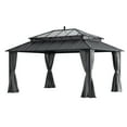 thumbnail image 2 of Sunjoy 16x12 Outdoor Gazebo, Steel & PC Roof Hardtop Gazebo with Curtain and Netting, Gray Aluminum Posts,Kingston Series, 2 of 17