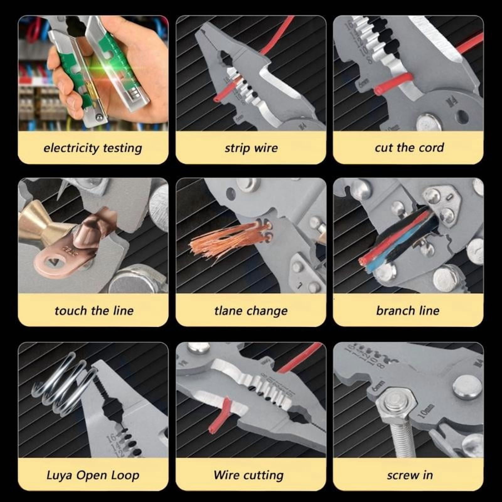 CEORPER Electrician Pliers With Voltage Tester And Wire Stripper Crimping Tool