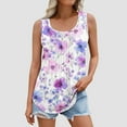 thumbnail image 4 of GERsome Womens Tank Tops Summer Sleeveless Floral T-Shirts Flowy Pleated Crewneck Tunics Tee S-5XL, 4 of 6