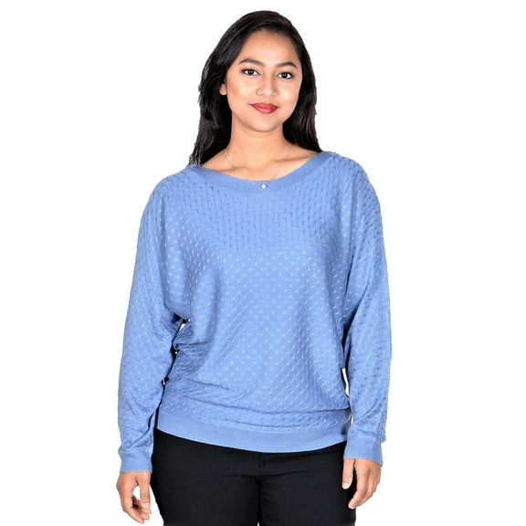 RWB Womens Viscose Acrylic Fine Knit Cable Sweater Blue Medium