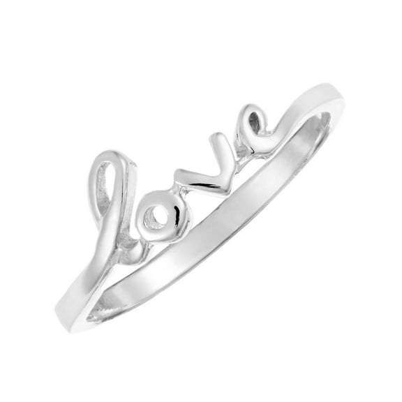 Silverly Women's 925 Sterling Silver Small Love Script Stackable Ring