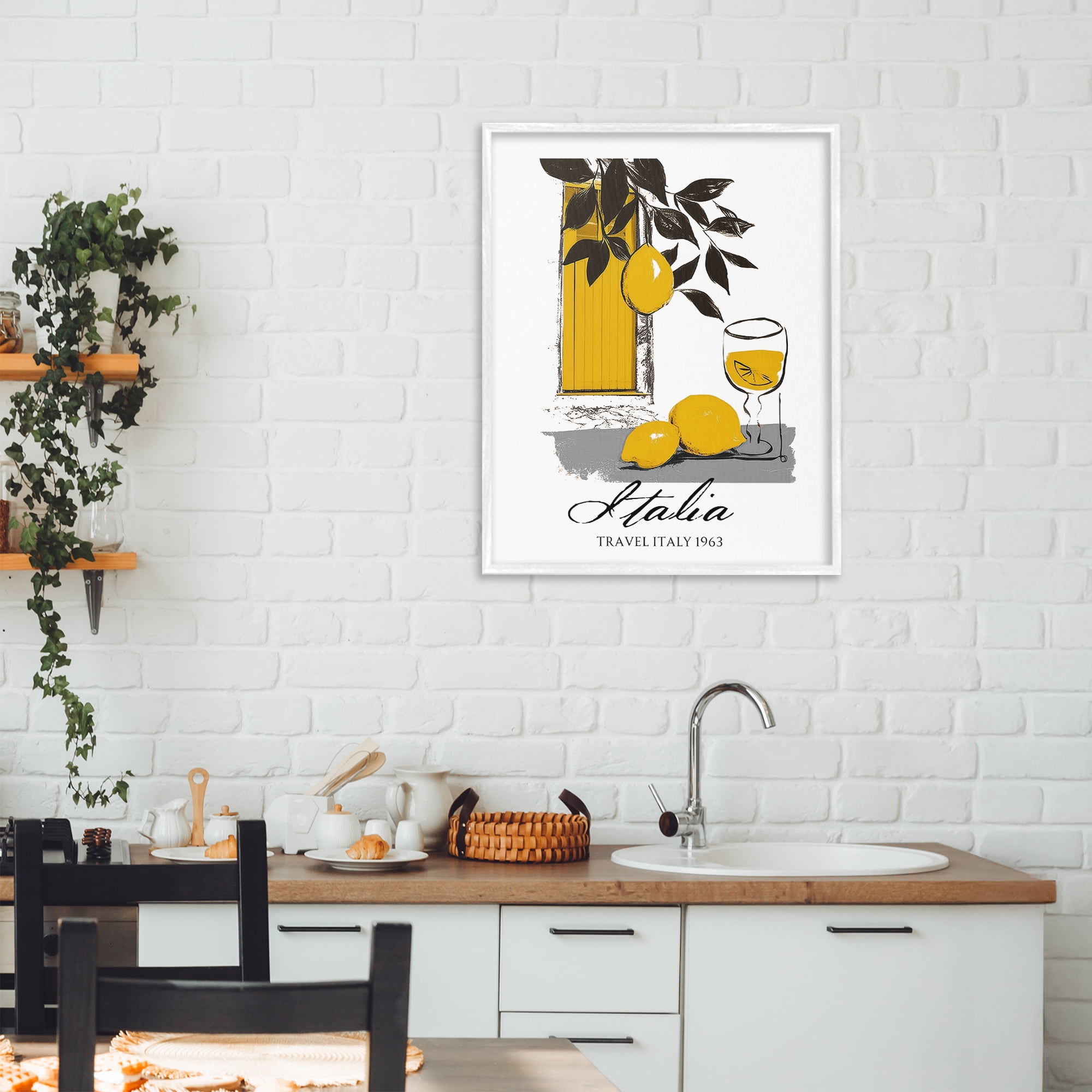 Stupell Industries Travel Italia Lemons White Framed Giclee Art, design by Annabelle Hall
