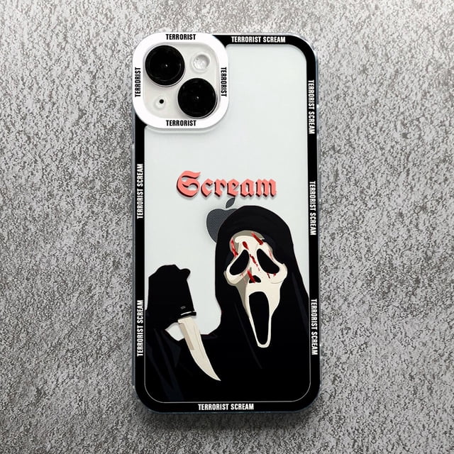 Funda de teléfono de Arte de grito de terror de Ghostface, carcasa a prueba de golpes para iPhone 14, 13, 12, 11 Pro Max, Mini, 7, 8 Plus, SE, X, XS, MAX, XR Fivean unisex