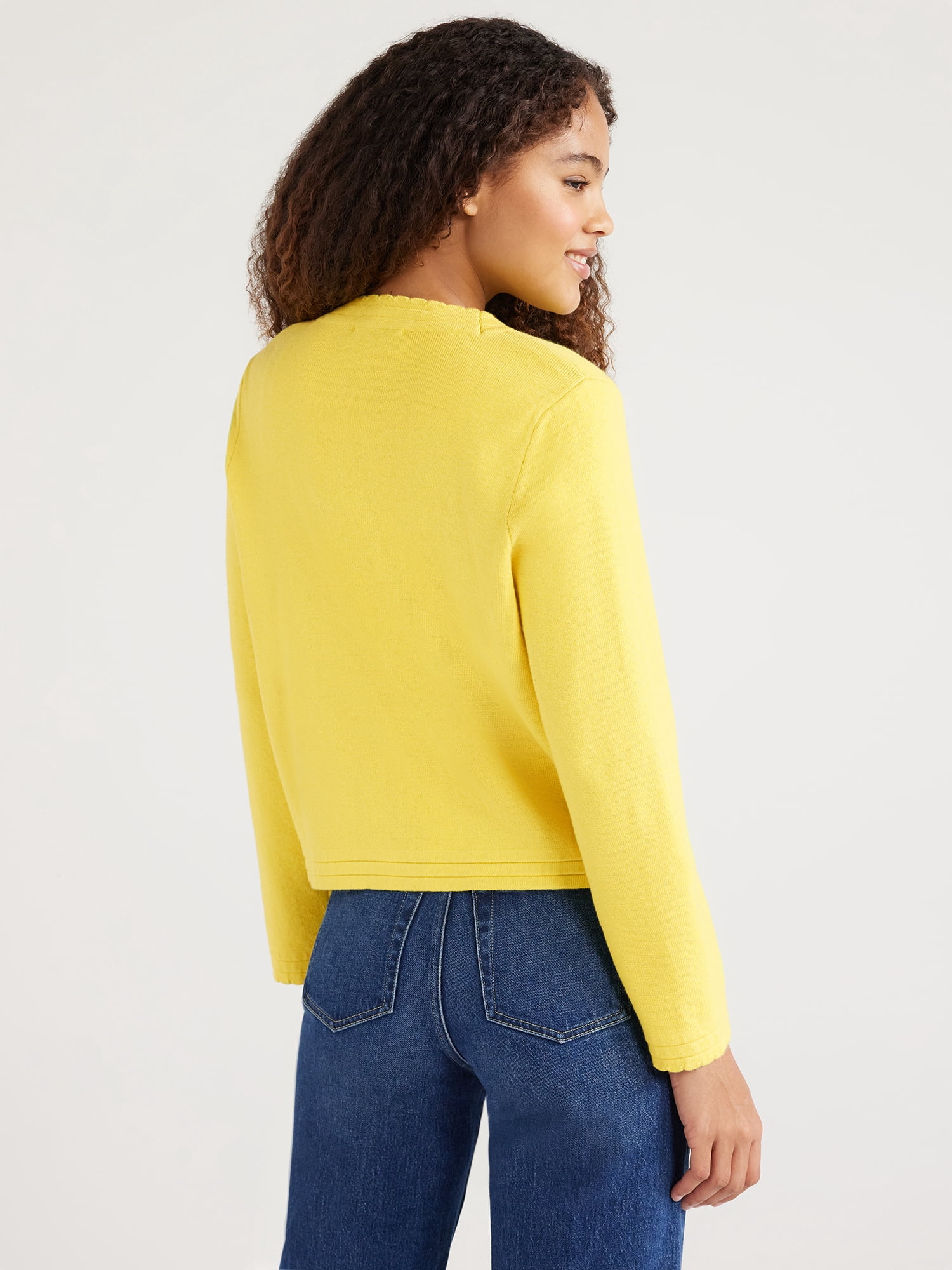Free Assembly Women’s Long Sleeve Cardigan Sweater with Chest Pockets, Midweight, Sizes XS-XXL