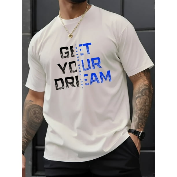 Dynamic Duo, Men's Dream Chaser Graphic Tee - Casual & Sporty Short Sleeve T-Shirt, Polyester Blend, Round Neck, Non-Transparent