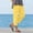 Yellow, variant on BUIGTTKLOP Cotton Linen Capri Pants Women Summer Boho Dressy Casual Straight Leg Capri Pants Elastic Waist Beach Trousers with Pockets