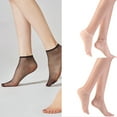 thumbnail image 2 of 5 Pairs Nylon Stockings For Women Lightweight Ankle Socks Elastic Cuffs Skin Tone Super Thin Sheer Low Cut Boat Socks, 2 of 9