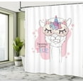thumbnail image 4 of Ambesonne Funny Shower Curtain, Alpaca with Eyepatch Horn, 69"Wx75"L, Pale Rose Pale Tan Blue, 4 of 4