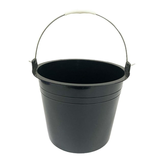 Cubo de limpieza negro, cubo tipo barril, contenedor ligero para almacenar cemento. 15L