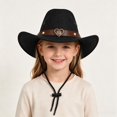 thumbnail image 4 of Kids Outdoor Cowboy Hat for Children Classic Western Style Sun Hat with Woven Cord and Wind Design, 4 of 5