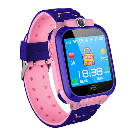 Kids Intelligent Phone Watch with SIM Card Slot 1.44 inch Touching Screen Children Smartwatch with GPS Tracking Function Voice Chat Photograph Compatible for Android and iOS Phone (Best Android Voice Dialer 2019)