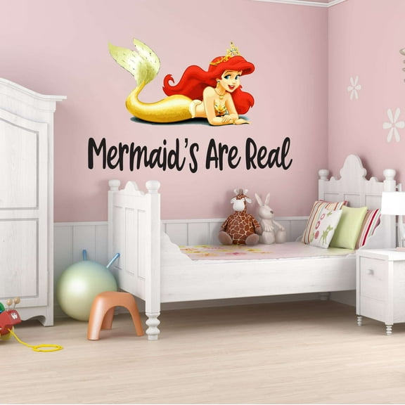 Mermaid Ar Real Sea Under Water Sea Creatures Crab Octopus Fish Seahorse Clam Shellfish Urchin Kelp Sweet Dreams Bedtime Unicorn Holiday Decorating Wall Decal Sticker - Size: 10 In X 7 In
