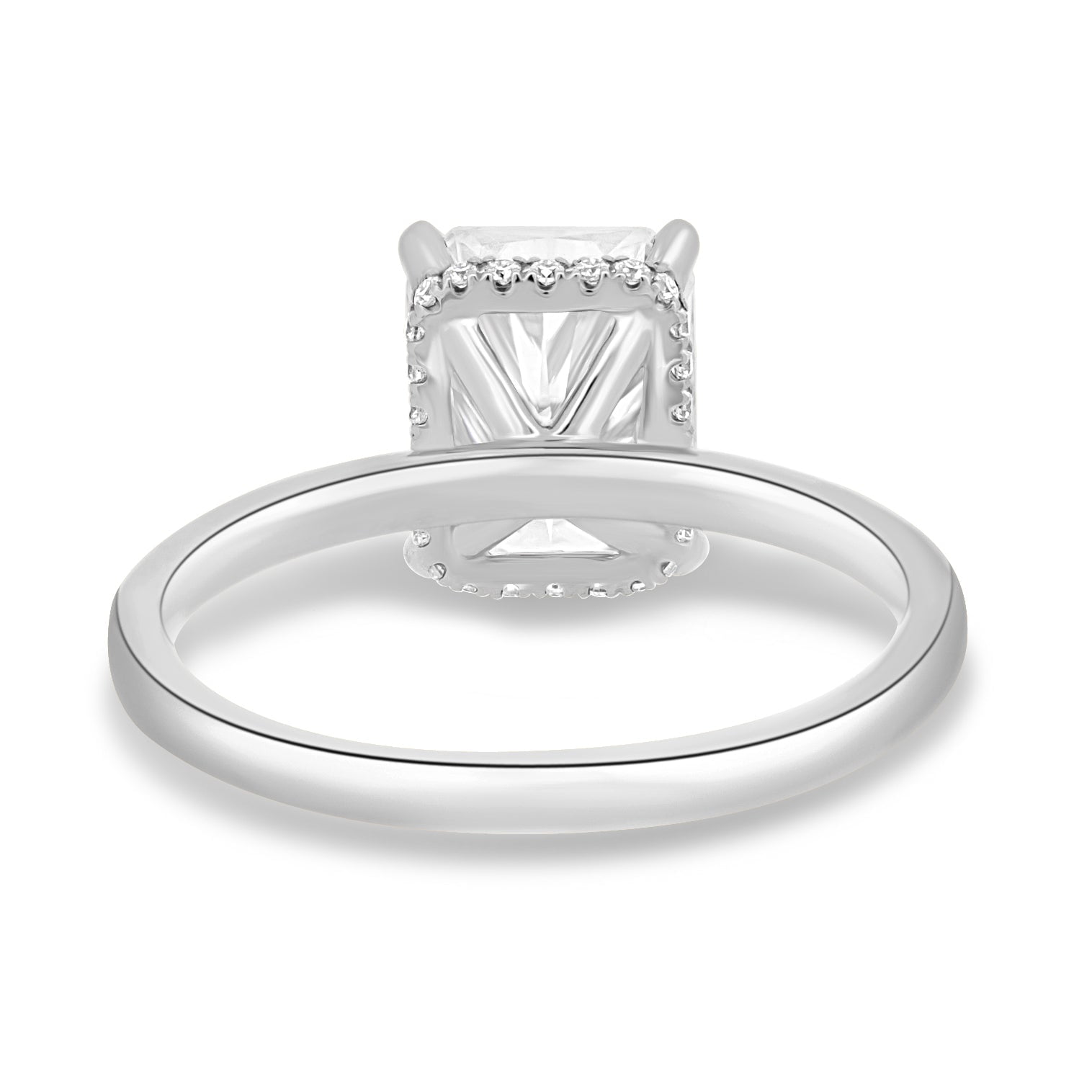 ESTE ORIGIN 4 Ctw Radiant Lab Grown Diamond Solitaire Ring with Hidden Halo in 14K White Gold for Women