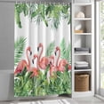 thumbnail image 6 of Shower Curtains for Bathroom-36"x72",Rustic Pink Flamingo Green Leaves Waterproof Bath Curtain Grommet Shower Curtain Set with Hooks, 6 of 9