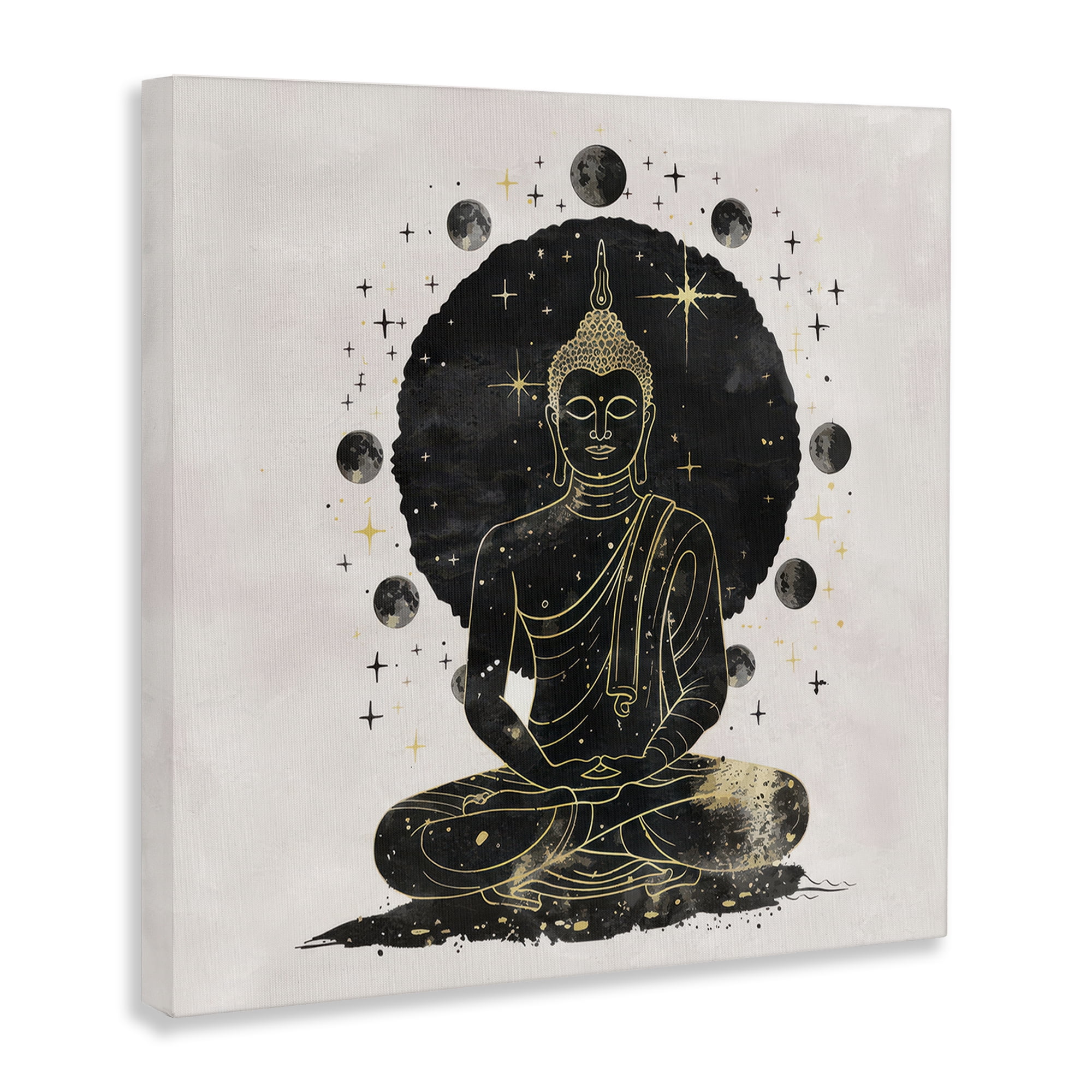 Stupell Industries Gilded Sitting Buddha Religious & Spiritual Painting Wrapped Canvas Art Print Wall Art, 24 x 24