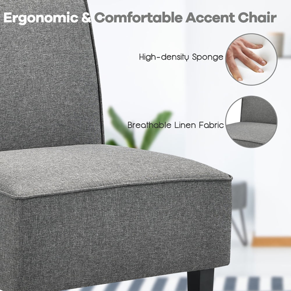 Finihen Armless Accent Sofa Chair, Single Fabric Modern Armless Accent Sofa Chair with Rubber Wood Legs, for Living Room, Bedroom, Small Spaces, Apartment, Gray Finihen Armless Accent Sofa Chair, Single Fabric Modern Armless Accent Sofa Chair with Rubber Wood Legs, for Living Room, Bedroom, Small Spaces, Apartment, Gray