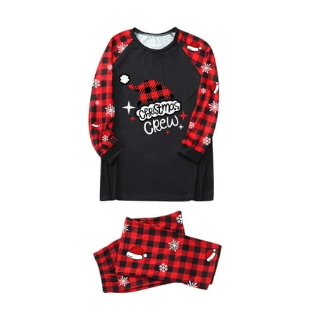 

Sanfanil Family Christmas Hat Pajamas Set Plaid Print Xmas Sleepwear Homewear For Mom