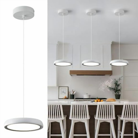 Modern Pendant Lights Kitchen Island LED 6000K Dimmable Hanging Light Fixtures Pure White Mini Pendant Lighting for Dining Room Bedroom Hallway (3-Pack)