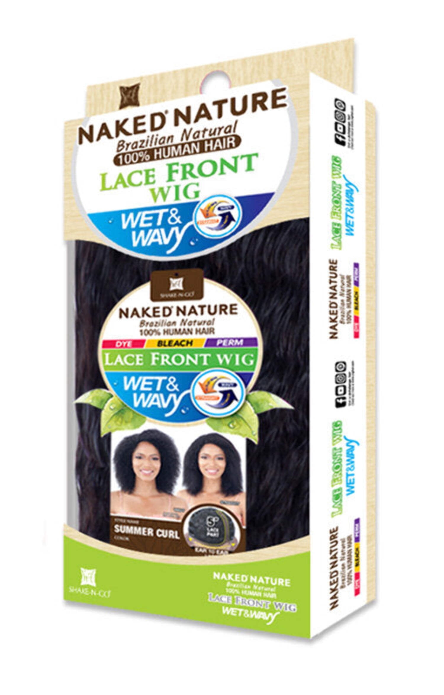 NAKED - NATURE WET AND WAVY LACE FRONT 5" R-PART WIG SUMMER CURL (100% HUMAN)