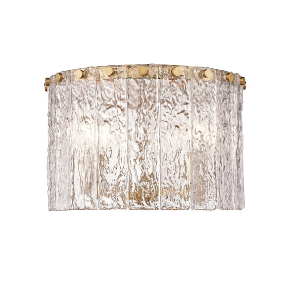 Z-Lite 1943F12 Glacier 3 Light 13" Wide Flush Mount Drum Ceiling Fixture - Gold