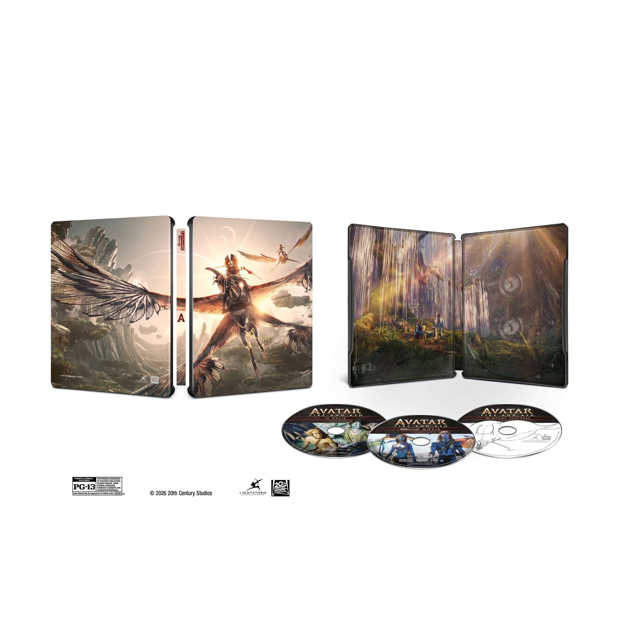 Avatar: Fire And Ash (Steelbook) (4K Ultra HD + Blu-ray + Digital Copy) w/ Bonus Disc, 20th Century Studios, Action & Adventure, Fantasy, Sci-Fi