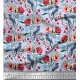 thumbnail image 1 of Soimoi Blue Cotton Jersey Fabric Insect,Floral & Bluebird Bird Printed Craft Fabric by The Yard 58 Inch Wide, 1 of 1