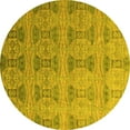 thumbnail image 1 of Ahgly Company Indoor Round Oriental Yellow Modern Area Rugs, 5' Round, 1 of 4