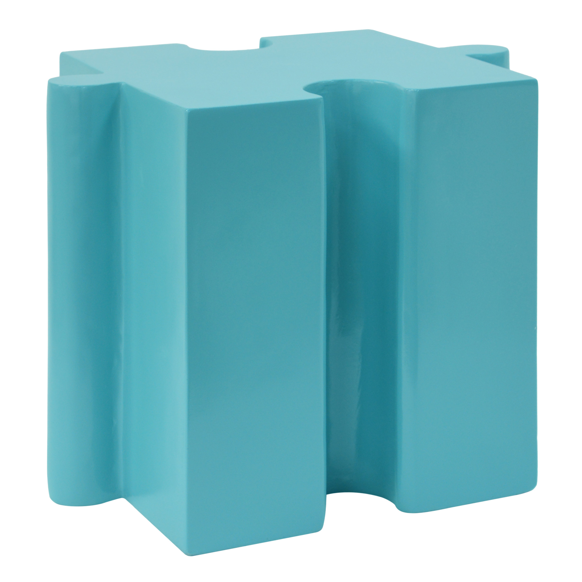 Christopher Knight Home Light Blue Puzzle Art Side Table, Modular Interlocking Design, Indoor Outdoor Use, Concave Edge