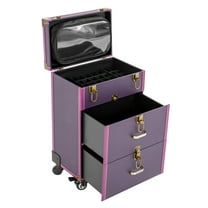 Portable Swivel Makeup Train Case Professional Cosmetic Trolley Travel Vanity Organizer