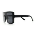 thumbnail image 6 of Womens Mobster Shield Oversized Plastic Rectangular Sunglasses All Black, 6 of 8