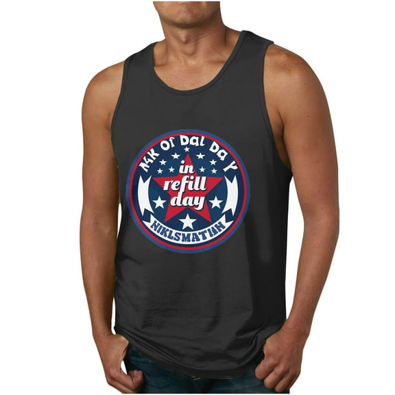 UVEASISHA Men's 4th of July Tank Top,Independence Day Shirts for Men American Flag Tank Top 1776 Patriotic T-Shirts 2024 Sleeveless Gym Workout Graphic Tee Shirt Black