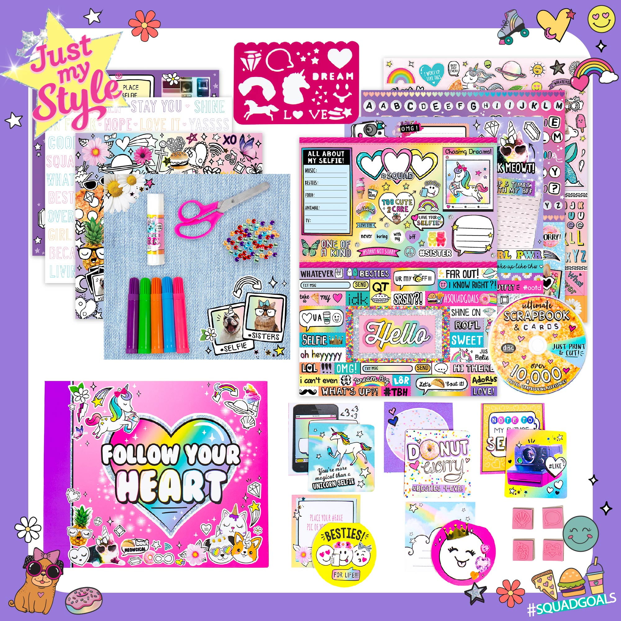 Just My Style Multicolor Scrapbook and Cards Stationery Set, Paper  Crafting, Kids, Ages 6+ 