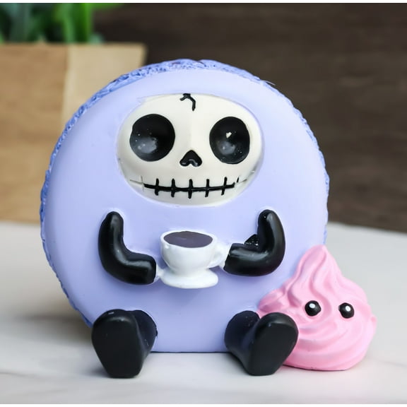 Furrybones Ronny The Lavender Purple Macaron With Coffee Cup Furry Bone Figurine