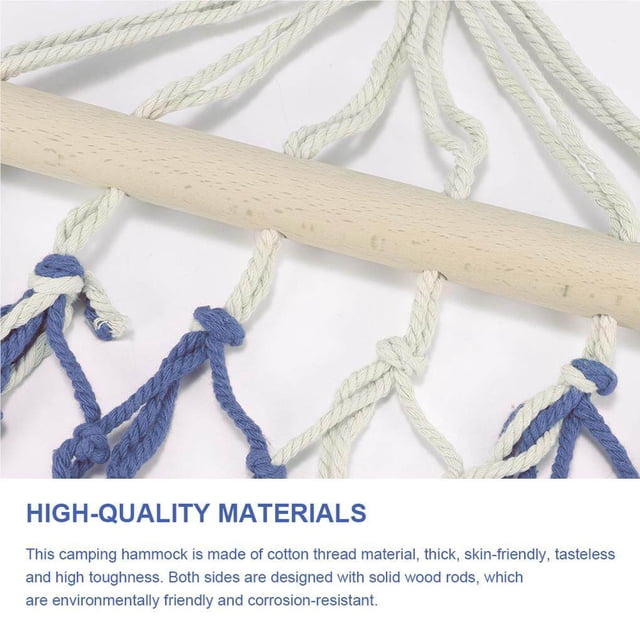 pitrice Short wooden stick mesh hammock - blue white