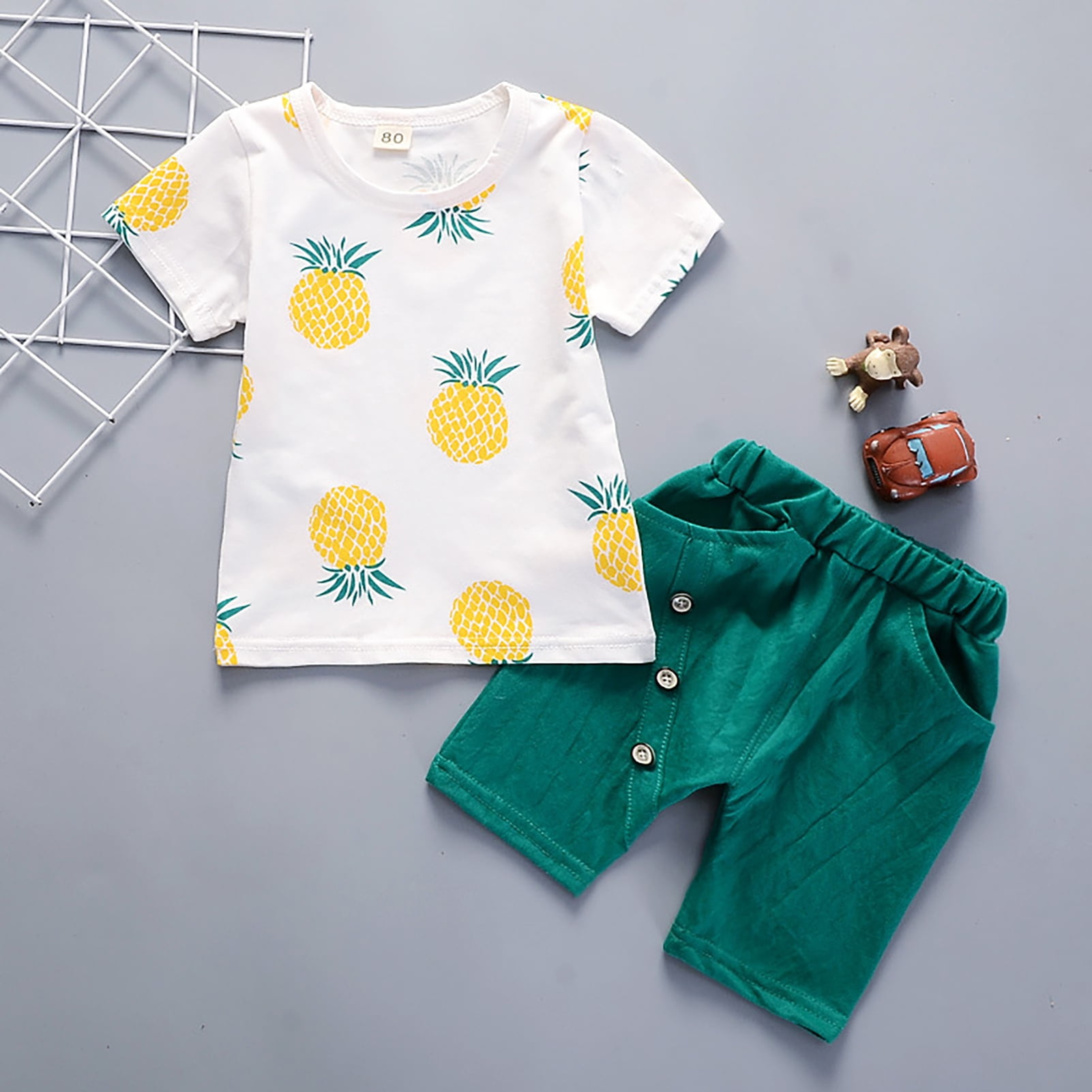 YMH Boys Tshirt Pineapple Printing Thin Pure Cotton Children Fashion