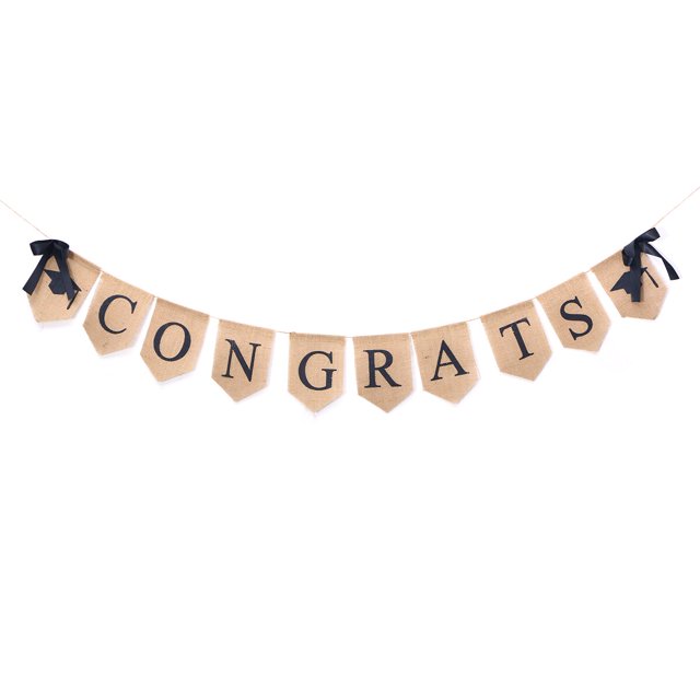 Congrats Linen Banner Sign Photo Props Perfect Decorations for Graduation Supplies Grad Party (2.8 Meters)