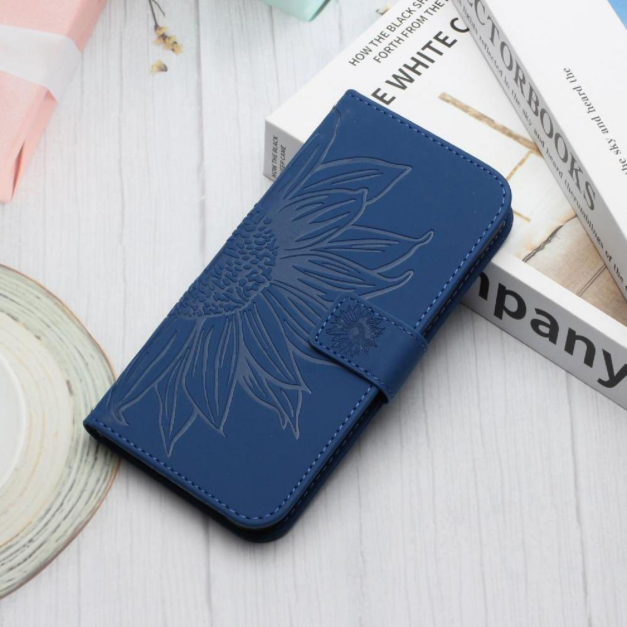 Case for Samsung Galaxy S25 Fe Luxury Pu Leather with Card Slots Holder Embossed Sunflower Short Strap Flip Wallet Phone Case