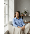 thumbnail image 3 of Women's Long Sleeve Button Down Shirt, Classic Collared Pocket Blouse, Loose Versatile Commute Top, Casual Office Women, 3 of 9