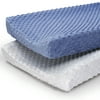 The Peanutshell Changing Pad Cover for Baby Boys or Baby Girls, 2 Pack Set, Minky Dot, Navy Blue & Grey