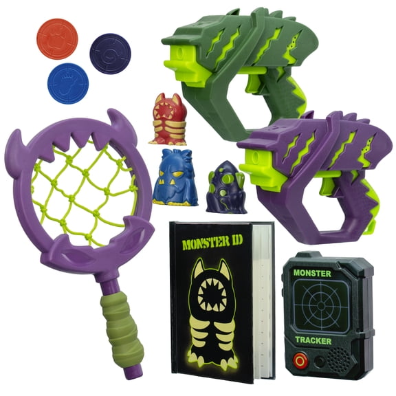 Adventure Force Monster Pursuit Track & Trap Set, UV Monster Tracker Kit with 2 Blasters, Trap, Tracker, Clue Coins & ID Book, Lights & Sounds, Batteries Included, Ages 4
