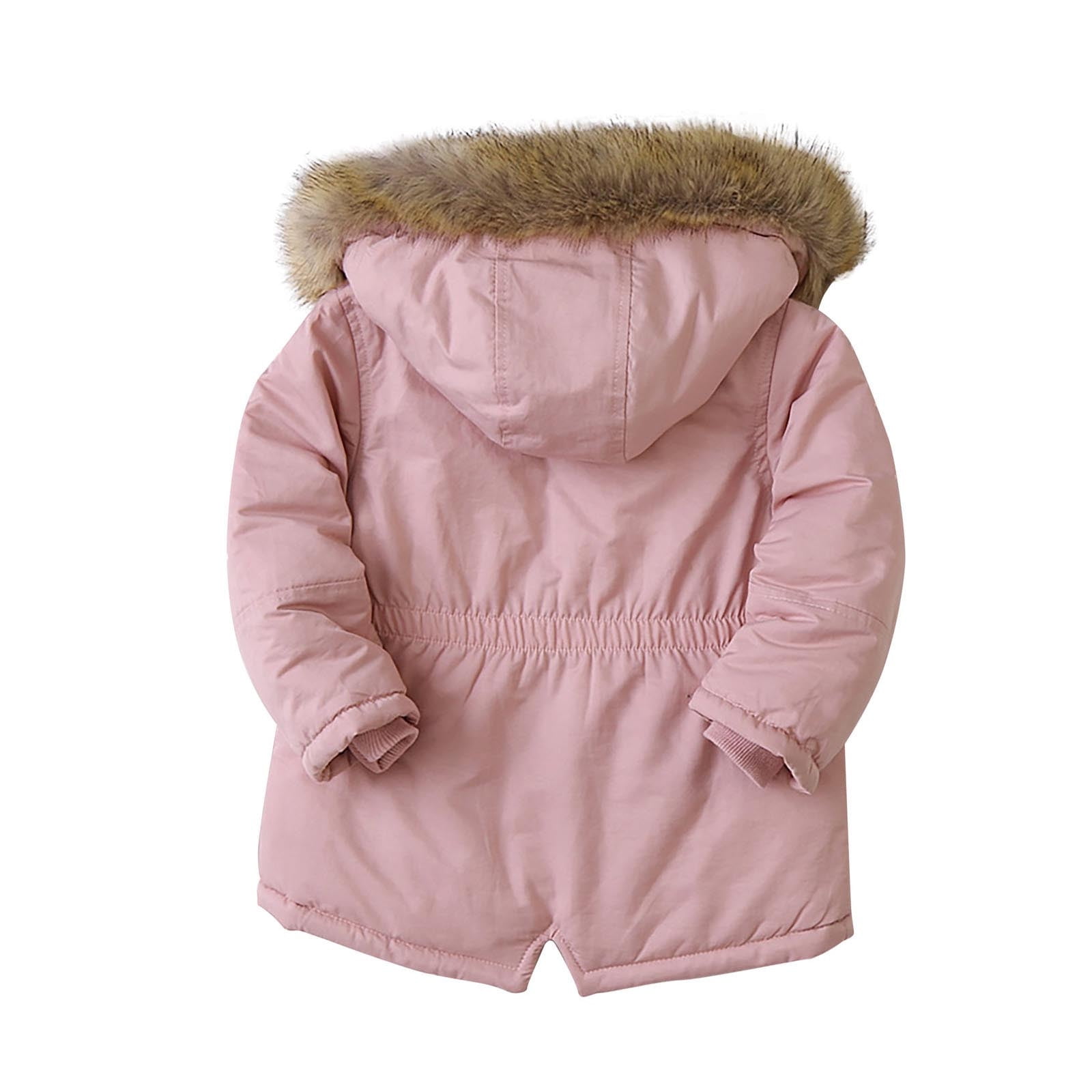 Odeerbi Toddler Winter Coat Kids Girls Outerwear Jackets Thickened Jackets Fleece Hoody Jackets Zip Up Coat Jacket Pink